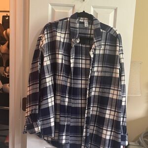 Old Navy Navy and White Plaid Lightweight Shirt Jacket